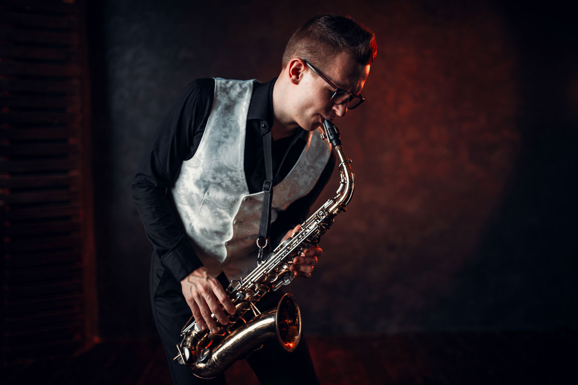 male saxophonist playing