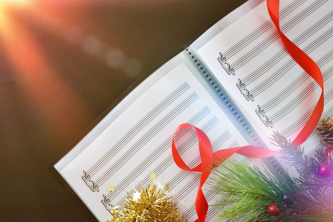 music composition book with holiday theme